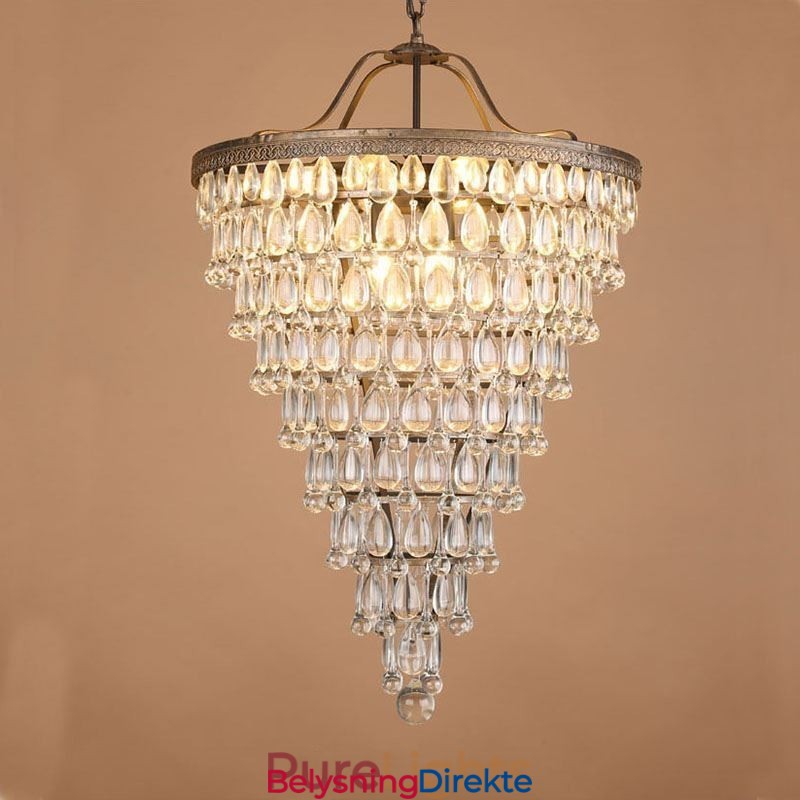 Amerikansk Krystalltaklampe Landlig Retro Rund Pendellampe