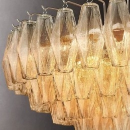 Amerikansk Pendellampe I Glass, Taklampe I Rav, Gjennomsiktig, 90 Cm, 14 Lys