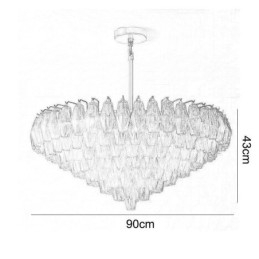 Amerikansk Pendellampe I Glass, Taklampe I Rav, Gjennomsiktig, 90 Cm, 14 Lys