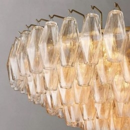 Amerikansk Pendellampe I Glass, Taklampe I Rav, Gjennomsiktig, 90 Cm, 14 Lys