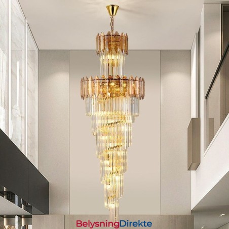 Konisk Krystall Pendellampe Luksuriøs Dupleks Dekorativ Taklampe