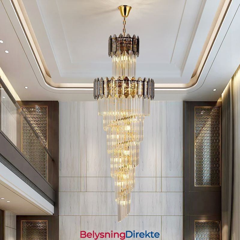 Konisk Krystall Pendellampe Luksuriøs Dupleks Dekorativ Taklampe