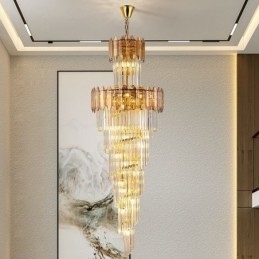 Konisk Krystall Pendellampe Luksuriøs Dupleks Dekorativ Taklampe