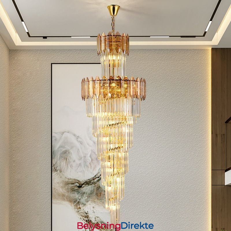 Konisk Krystall Pendellampe Luksuriøs Dupleks Dekorativ Taklampe
