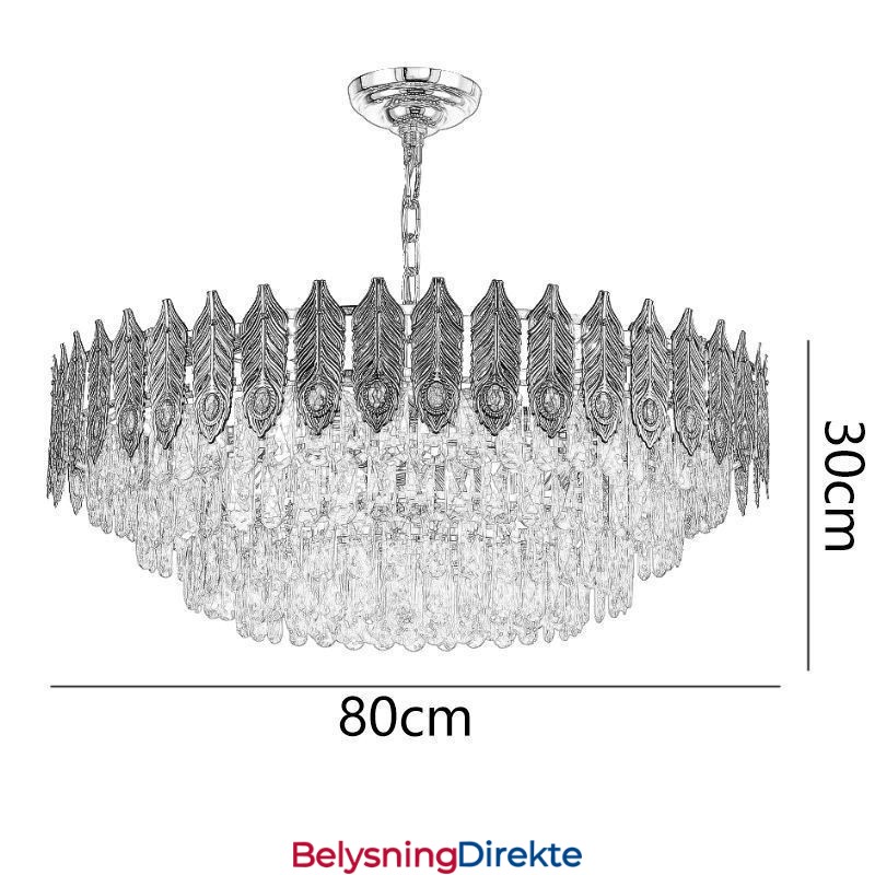 Gyllen Fjær Krystall Pendellampe Dupleks Dekorativ Taklampe