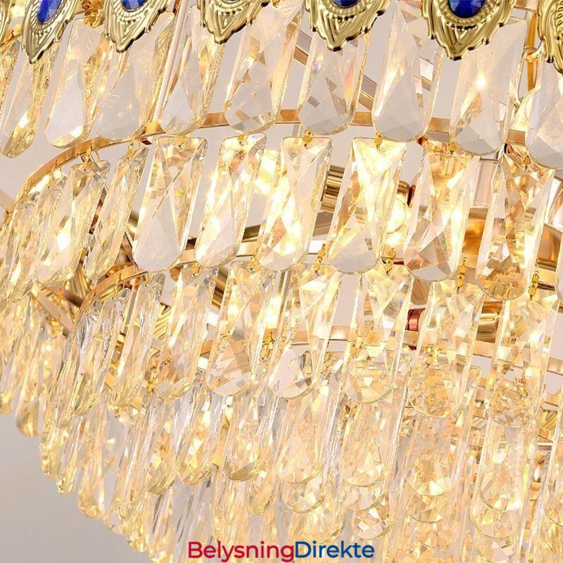 Gyllen Fjær Krystall Pendellampe Dupleks Dekorativ Taklampe