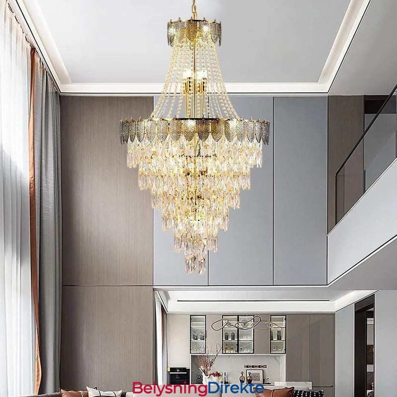 Konisk Krystall Pendellampe Iøynefallende Dupleks Dekorativ Taklampe