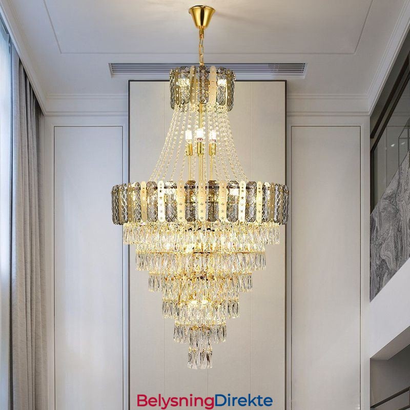 Konisk Krystallanhengslampe Utsøkt Dupleks Dekorativ Taklampe