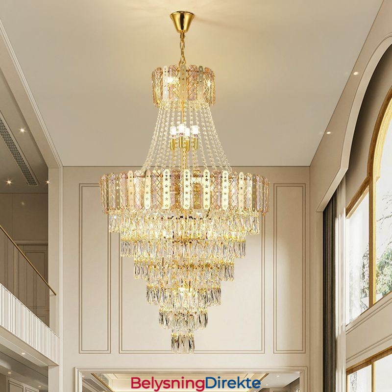 Konisk Krystallanhengslampe Utsøkt Dupleks Dekorativ Taklampe