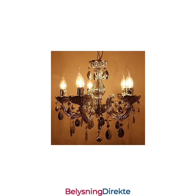 Moderne Sølvfarget Akrylkrystalllysekrone Med 5 Lys