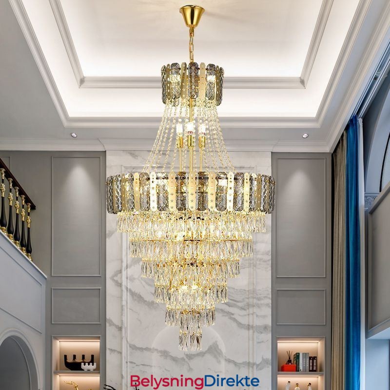 Konisk Krystallanhengslampe Utsøkt Dupleks Dekorativ Taklampe