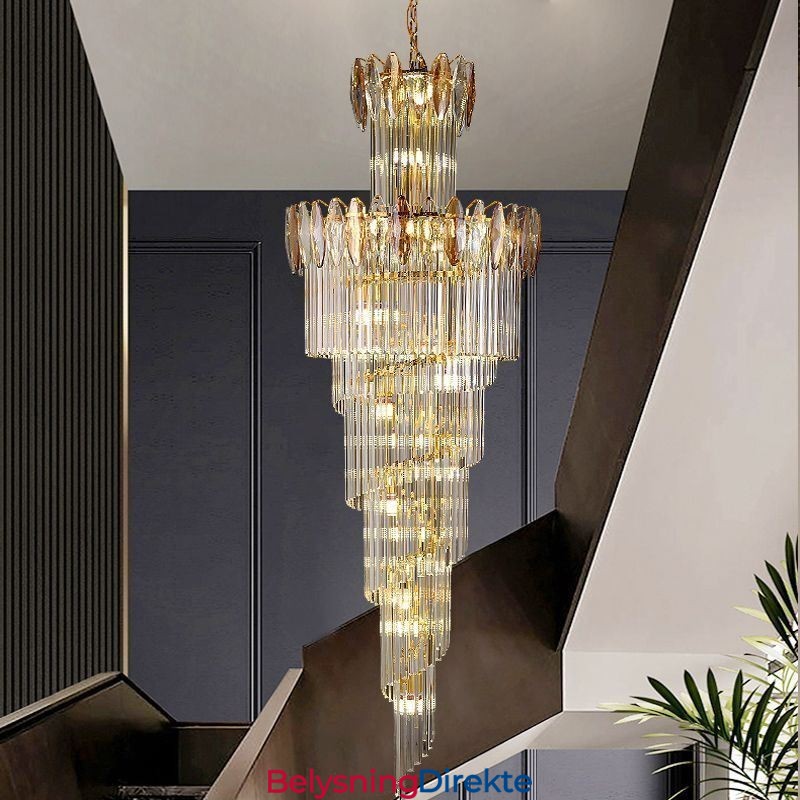 Krystall Pendellampe Dupleks Konisk Dekorativ Taklampe 70 Cm