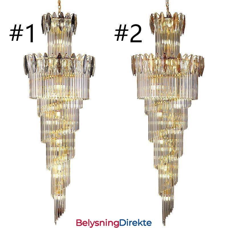 Krystall Pendellampe Dupleks Konisk Dekorativ Taklampe 70 Cm