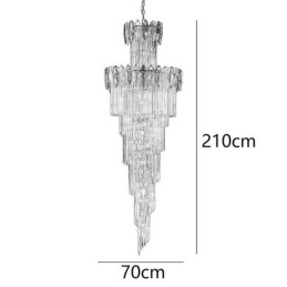 Krystall Pendellampe Dupleks Konisk Dekorativ Taklampe 70 Cm