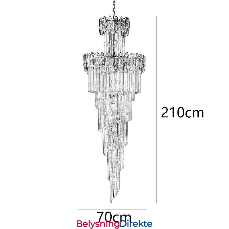 Krystall Pendellampe Dupleks Konisk Dekorativ Taklampe 70 Cm