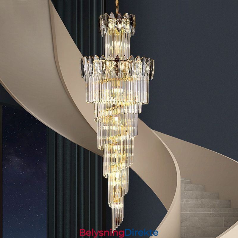 Krystall Pendellampe Dupleks Konisk Dekorativ Taklampe 70 Cm