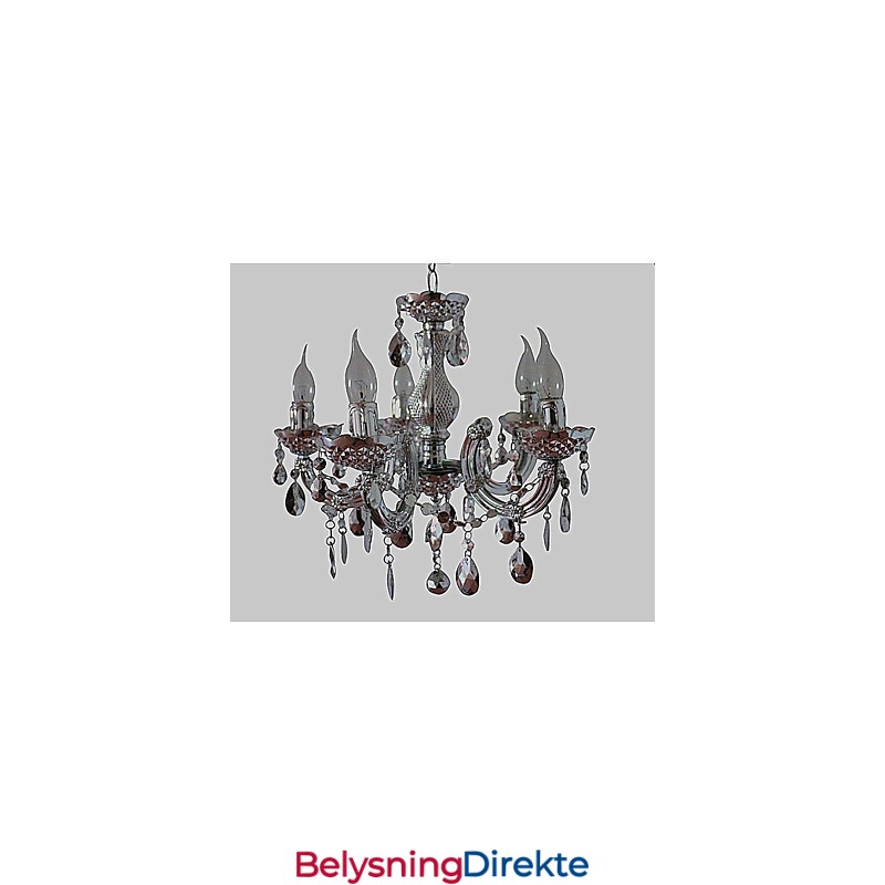 Moderne Sølvfarget Akrylkrystalllysekrone Med 5 Lys