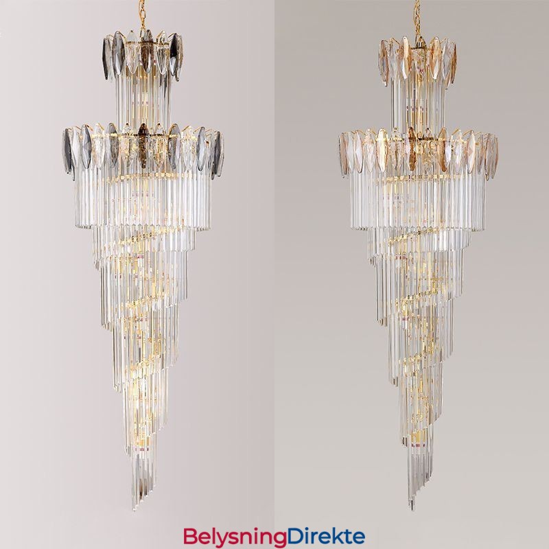 Krystall Pendellampe Dupleks Konisk Dekorativ Taklampe 70 Cm