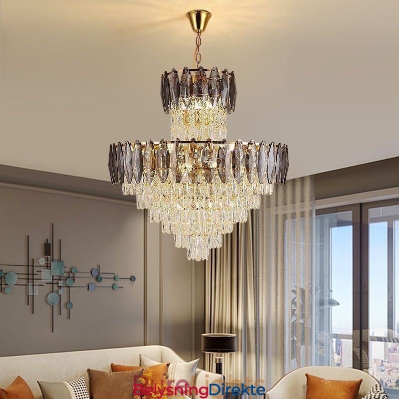 Konisk Krystall Pendellampe Dupleks Dekorativ Taklampe 80 Cm