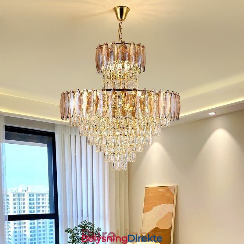 Konisk Krystall Pendellampe Dupleks Dekorativ Taklampe 80 Cm