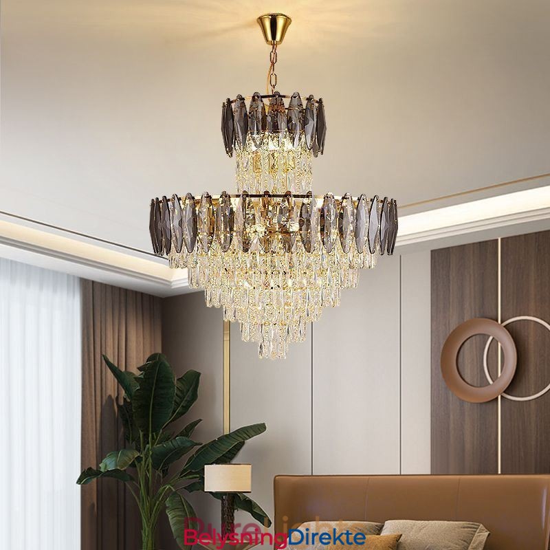 Konisk Krystall Pendellampe Dupleks Dekorativ Taklampe 80 Cm