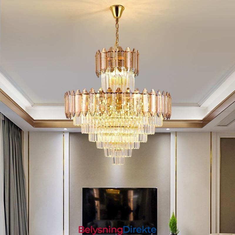 Konisk Krystall Pendellampe Dupleks Dekorativ Taklampe