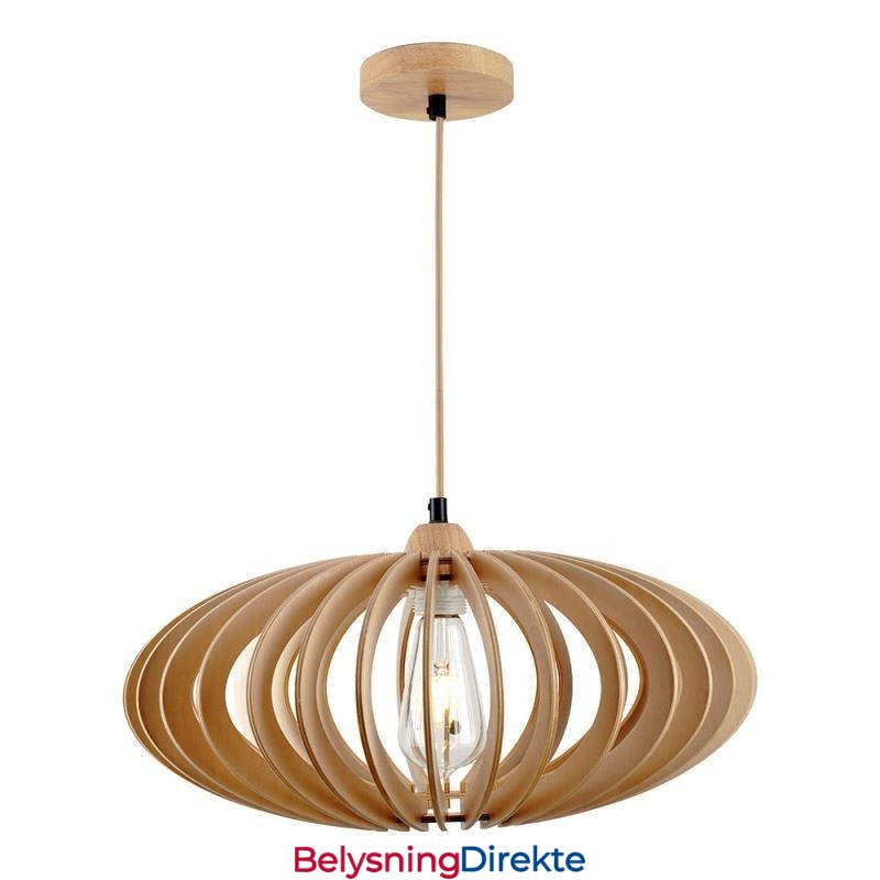Taklampe I Tre, Oval, 17 Cm, Av Bassved