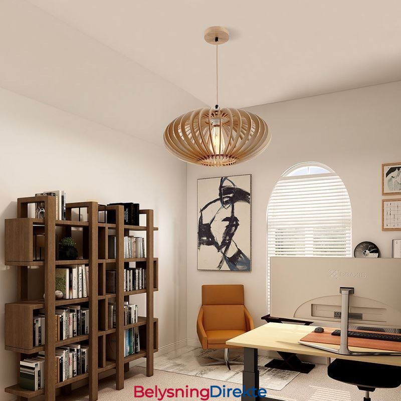 Taklampe I Tre, Oval, 17 Cm, Av Bassved