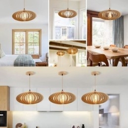 Taklampe I Tre, Oval, 17 Cm, Av Bassved