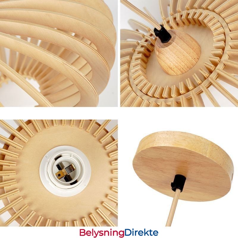 Taklampe I Tre, Oval, 17 Cm, Av Bassved