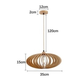 Taklampe I Tre, Oval, 17 Cm, Av Bassved