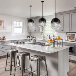 Krystallanheng Med Kvast Og Taklampe Med Svart Grytelokk-Skjerm