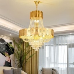 Gullkrystall Pendellampe Elegant Dekorativ Taklampe