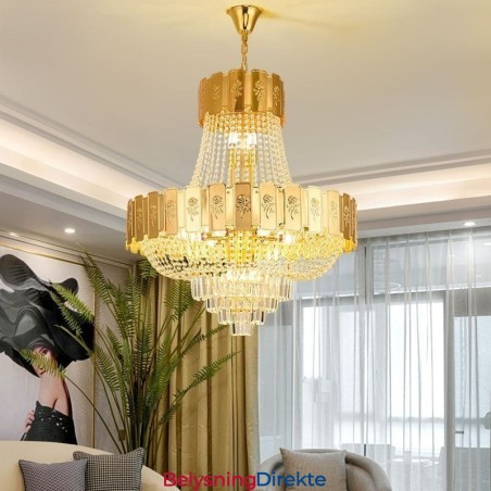 Gullkrystall Pendellampe Elegant Dekorativ Taklampe