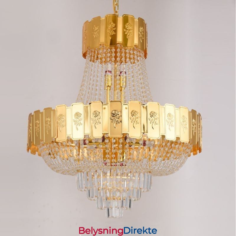 Gullkrystall Pendellampe Elegant Dekorativ Taklampe