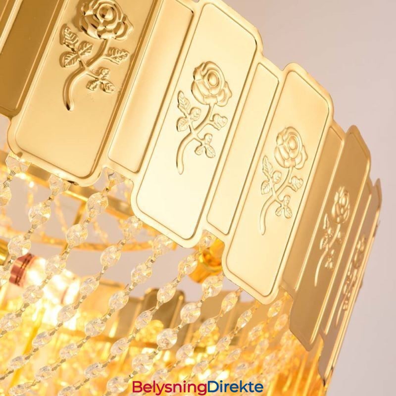 Gullkrystall Pendellampe Elegant Dekorativ Taklampe