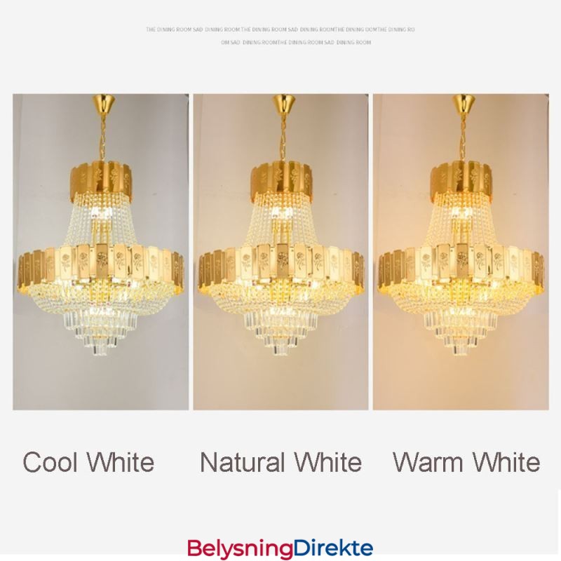 Gullkrystall Pendellampe Elegant Dekorativ Taklampe