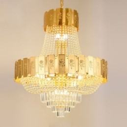 Gullkrystall Pendellampe Elegant Dekorativ Taklampe