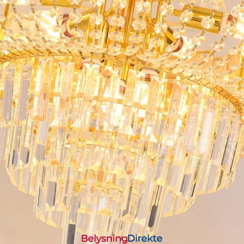 Gullkrystall Pendellampe Elegant Dekorativ Taklampe