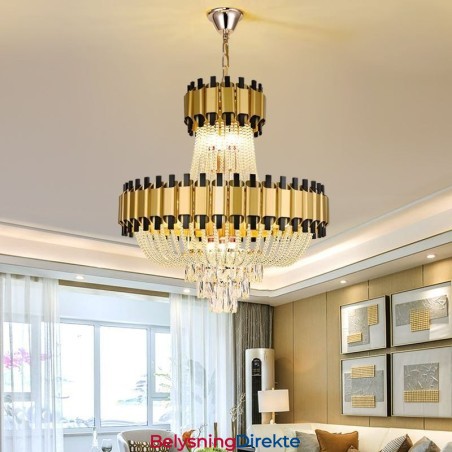 Krystall Pendellampe I Gull, Luksuriøs Dekorativ Taklampe