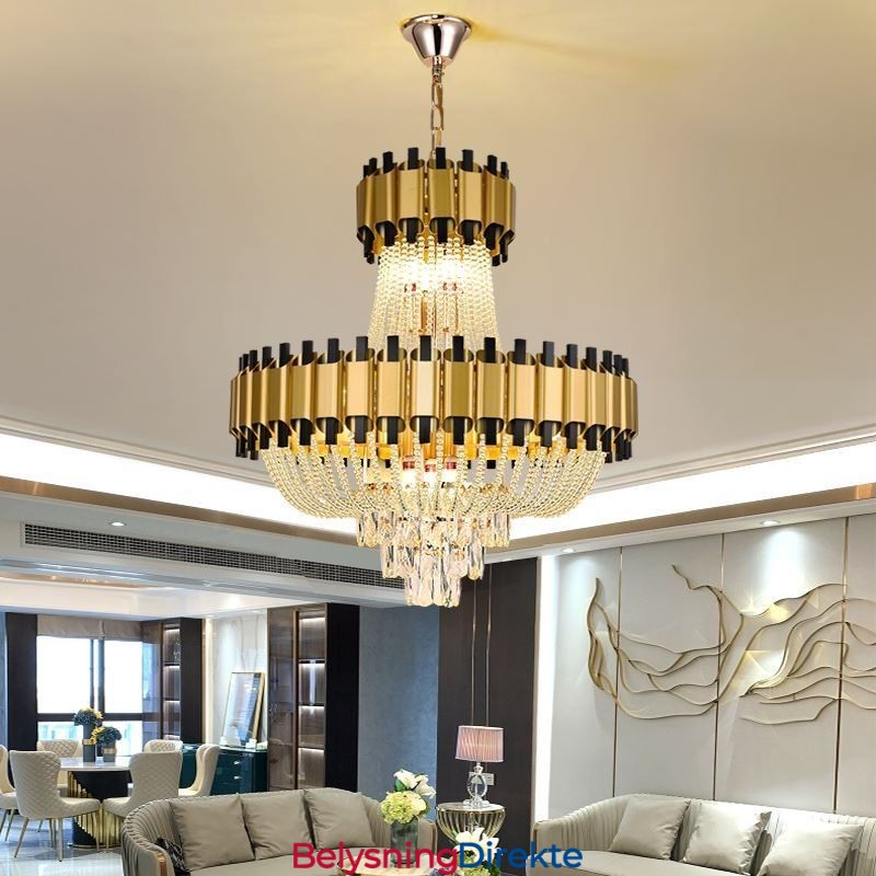 Krystall Pendellampe I Gull, Luksuriøs Dekorativ Taklampe