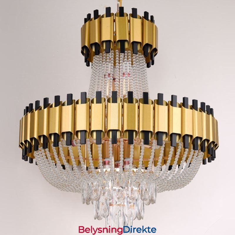 Krystall Pendellampe I Gull, Luksuriøs Dekorativ Taklampe