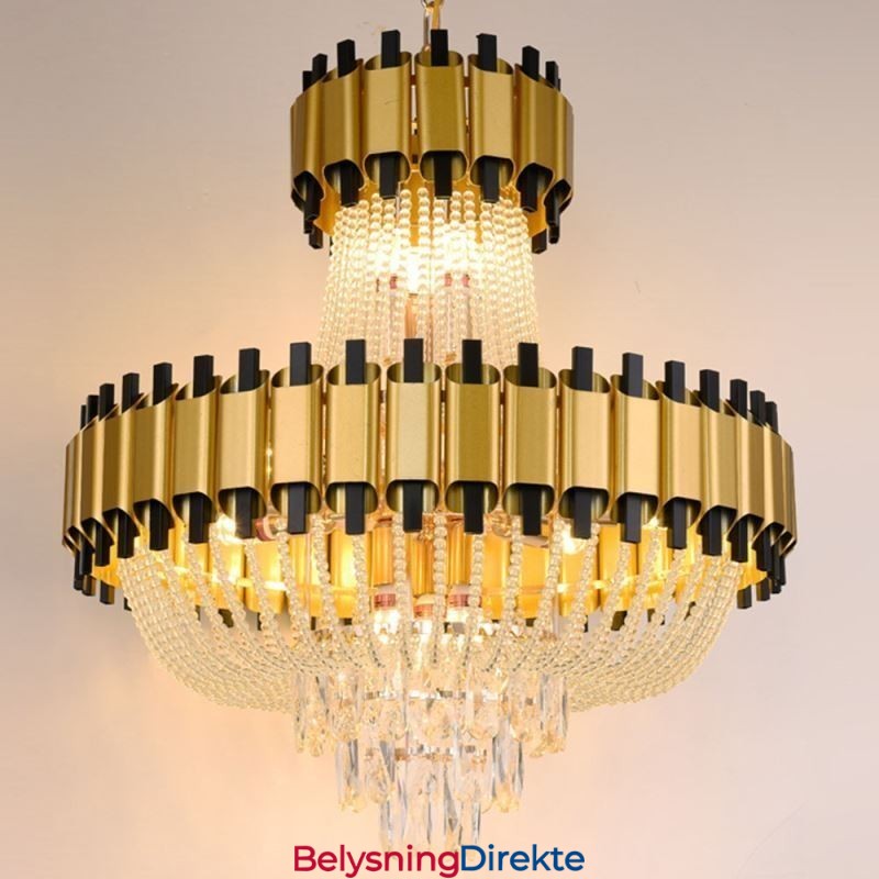 Krystall Pendellampe I Gull, Luksuriøs Dekorativ Taklampe