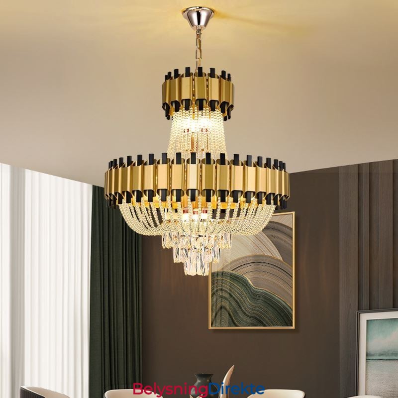 Krystall Pendellampe I Gull, Luksuriøs Dekorativ Taklampe