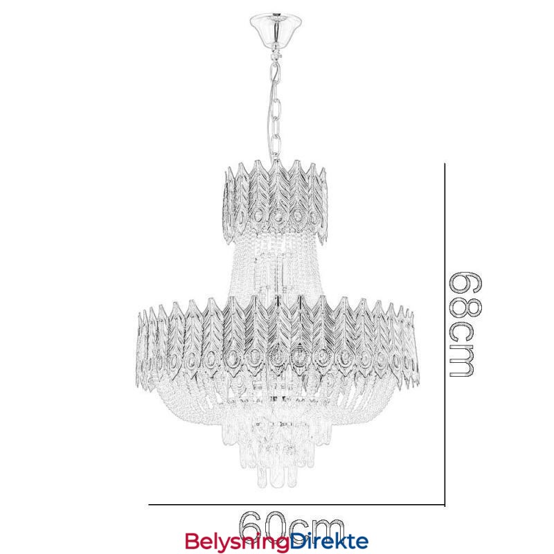 Krystall Pendellampe Luksuriøs Dekorativ Taklampe 60 Cm