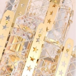 Krystall Pendellampe I 4. Etasje Luksuriøs Dekorativ Taklampe Med Gyllen, Hul Jernplate