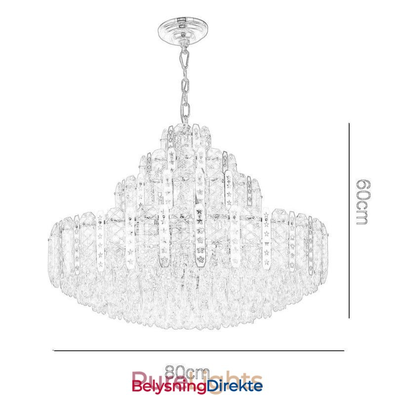 Krystall Pendellampe I 4. Etasje Luksuriøs Dekorativ Taklampe Med Gyllen, Hul Jernplate