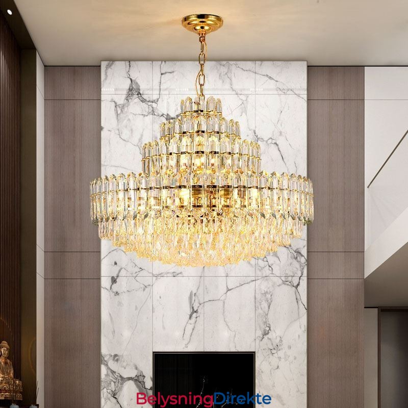 Krystall Pendellampe Med Fire Lag, Luksuriøs Dekorativ Taklampe, 80 Cm