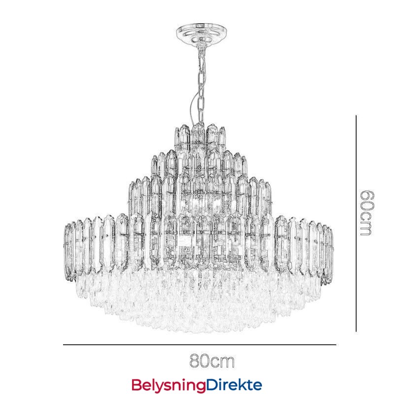 Krystall Pendellampe Med Fire Lag, Luksuriøs Dekorativ Taklampe, 80 Cm