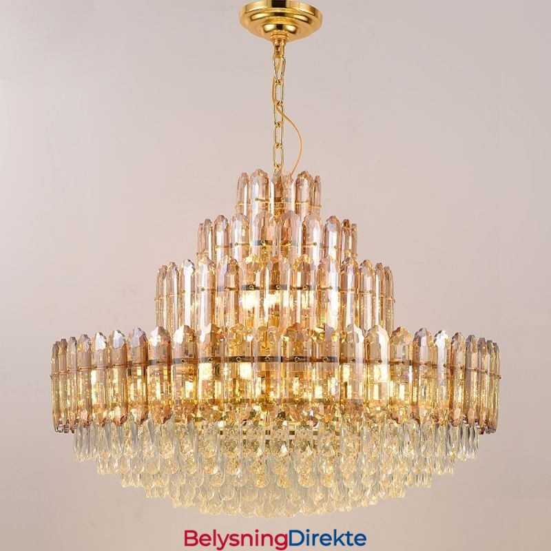 Krystall Pendellampe Med Fire Lag, Luksuriøs Dekorativ Taklampe, 80 Cm
